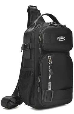 Casual Waterproof Nylon Sling Chest Bag Black